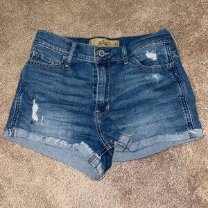 Hollister Short-Short Jeans Women Size 5 Waist 27 High Rise 2" Inseam Distress